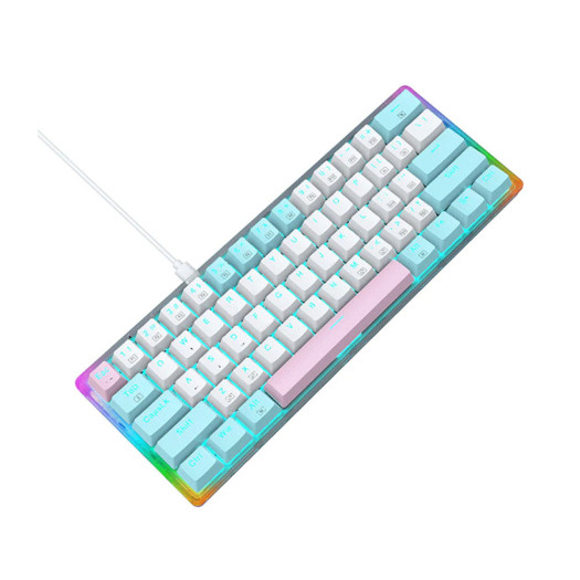 E- YOOSO Z-11T 61-Key Full Transparent Color Rainbow & Dynamic Lighting Effects Gaming Mechanical Keyboard